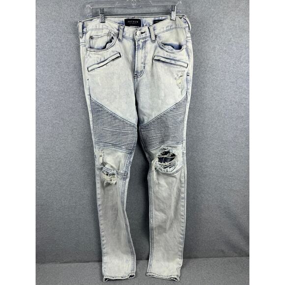 Pacsun Los Angles Skinny Jeans Men's 32 White Light Wash Stretch Casual Distress - Picture 1 of 10